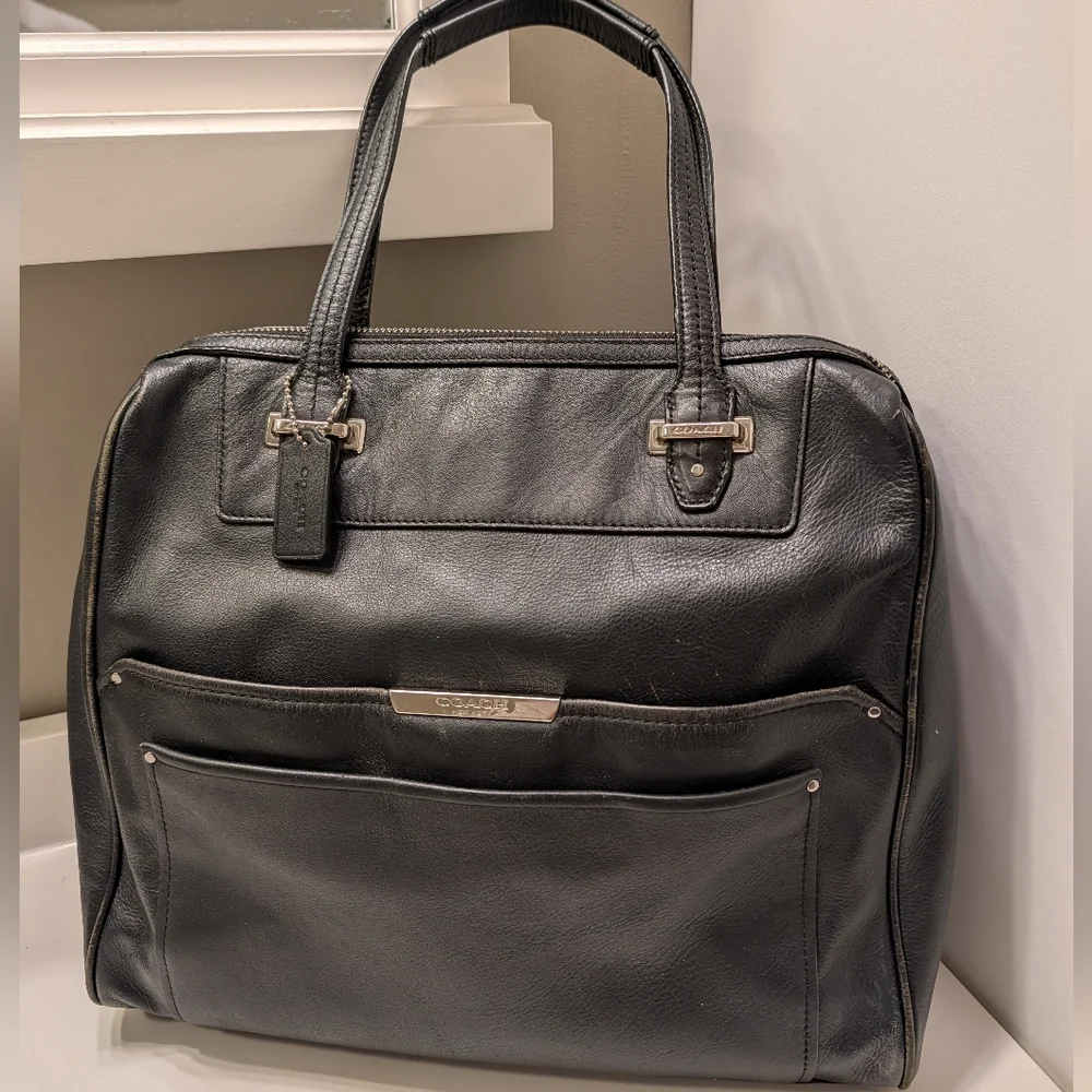 🖤EUC Coach Taylor Bette Genuine Smooth Leather Shoulder Satchel Bag, Black, LG - Picture 6 of 16